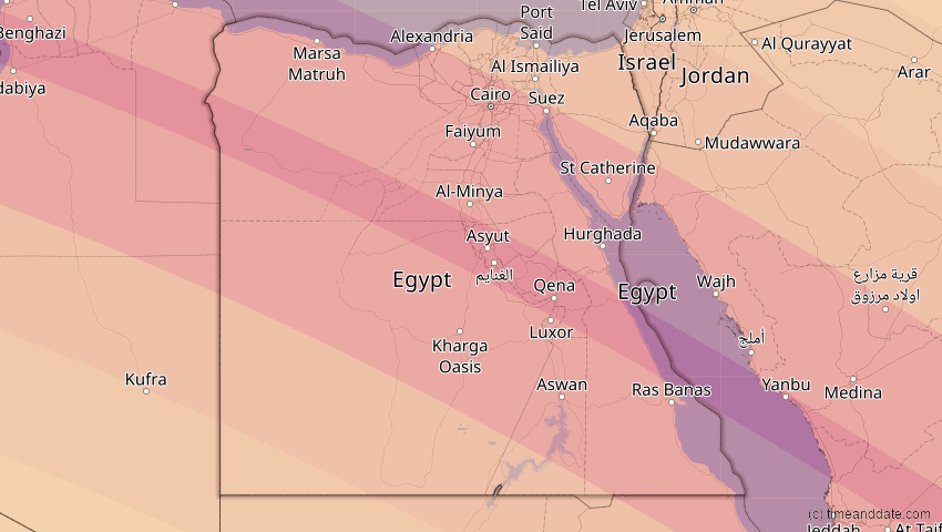 A map of Ägypten, showing the path of the 12. Sep 2053 Totale Sonnenfinsternis