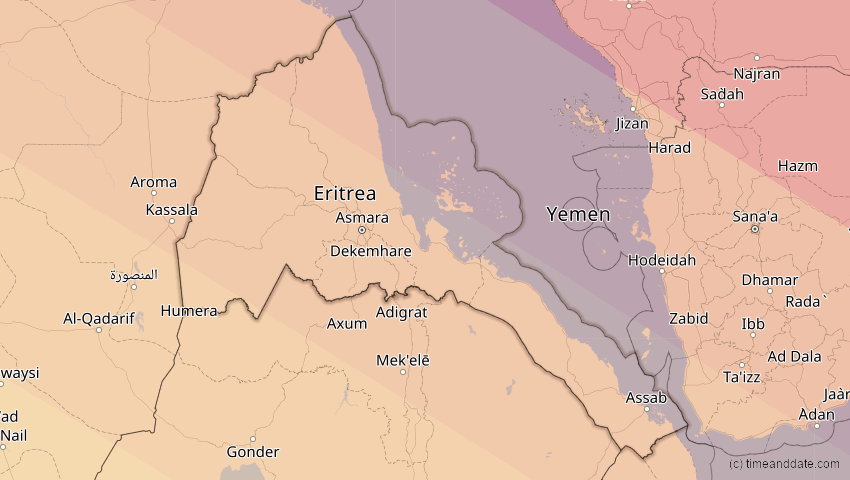 A map of Eritrea, showing the path of the 12. Sep 2053 Totale Sonnenfinsternis