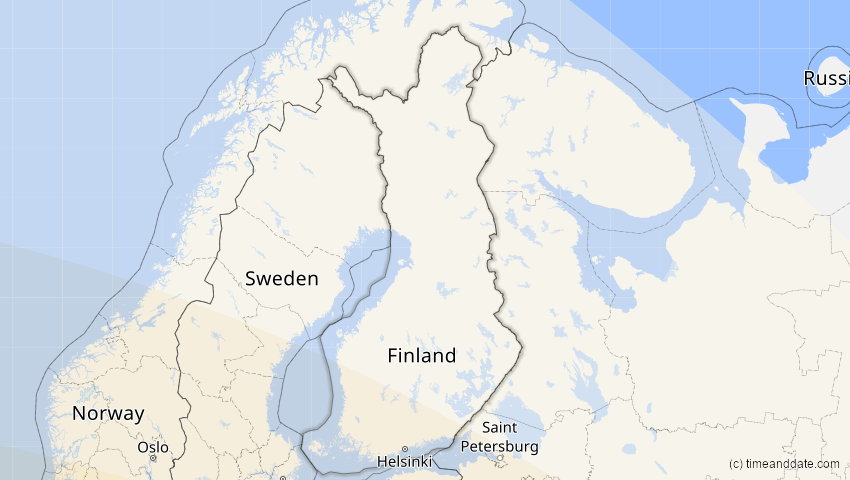 A map of Finnland, showing the path of the 12. Sep 2053 Totale Sonnenfinsternis