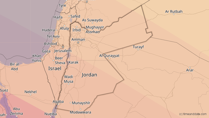 A map of Jordanien, showing the path of the 12. Sep 2053 Totale Sonnenfinsternis