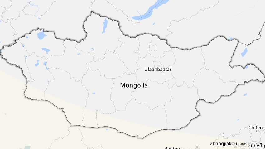 A map of Mongolei, showing the path of the 12. Sep 2053 Totale Sonnenfinsternis
