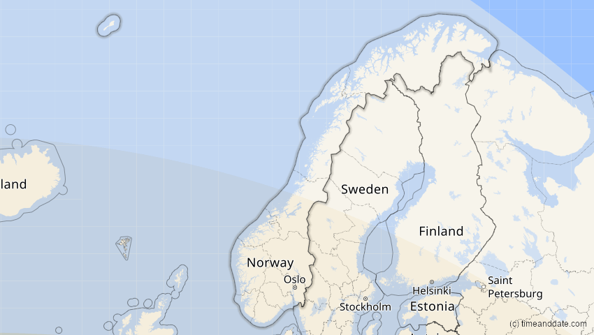 A map of Norwegen, showing the path of the 12. Sep 2053 Totale Sonnenfinsternis