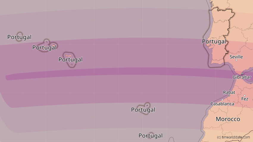 A map of Portugal, showing the path of the 12. Sep 2053 Totale Sonnenfinsternis