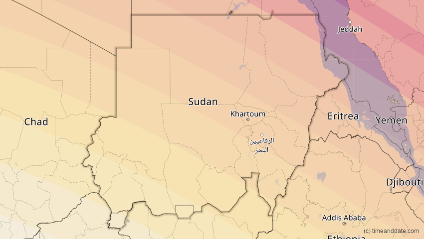 A map of Sudan, showing the path of the 12. Sep 2053 Totale Sonnenfinsternis