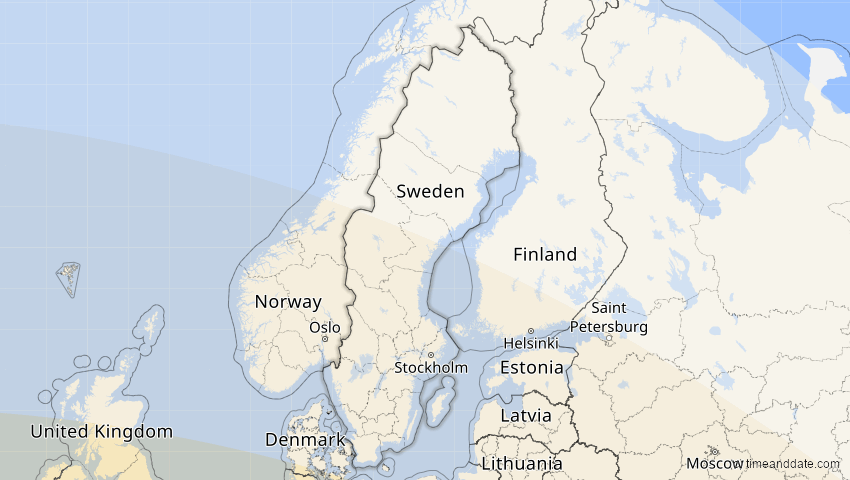 A map of Schweden, showing the path of the 12. Sep 2053 Totale Sonnenfinsternis