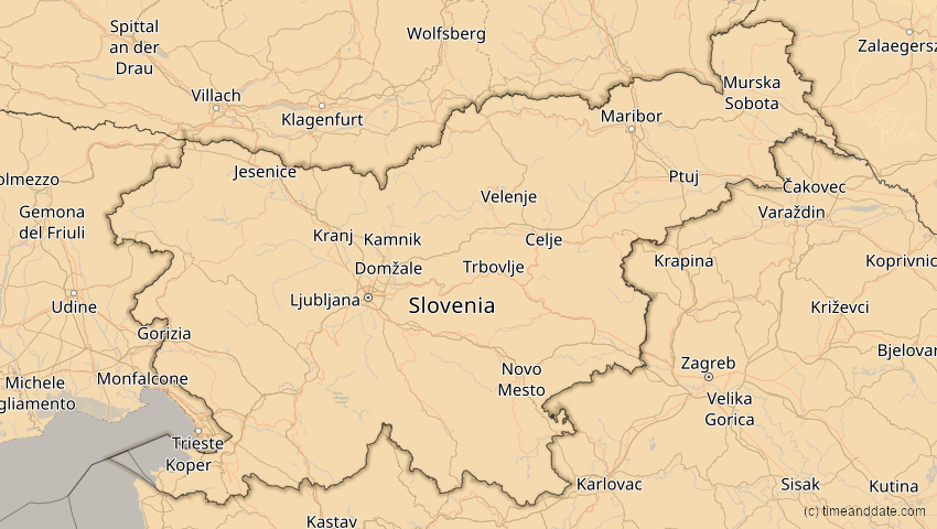 A map of Slowenien, showing the path of the 12. Sep 2053 Totale Sonnenfinsternis