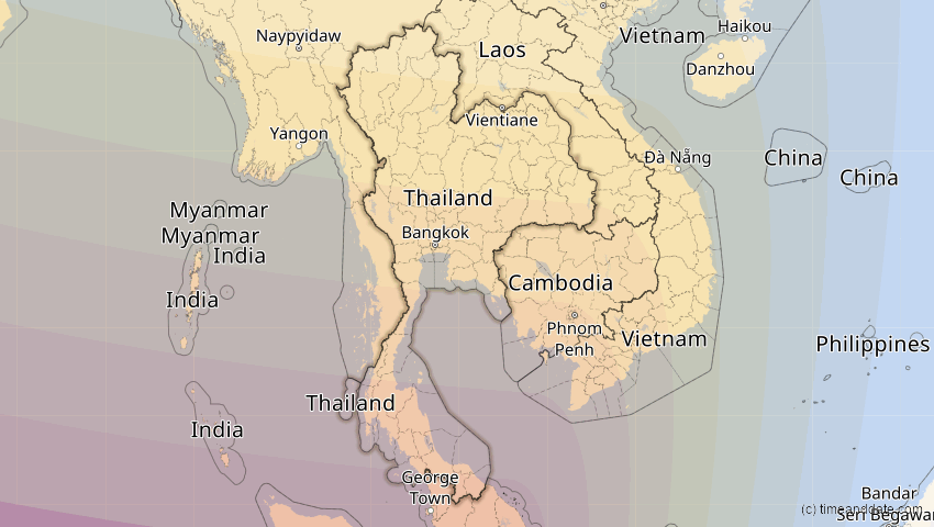 A map of Thailand, showing the path of the 12. Sep 2053 Totale Sonnenfinsternis