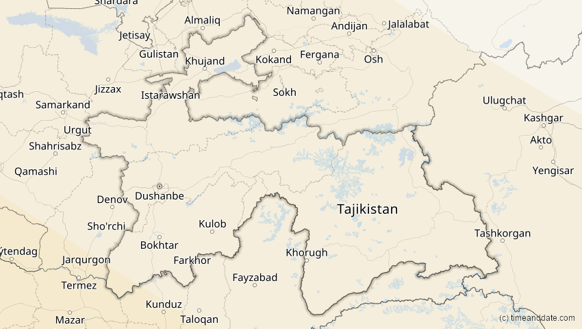 A map of Tadschikistan, showing the path of the 12. Sep 2053 Totale Sonnenfinsternis