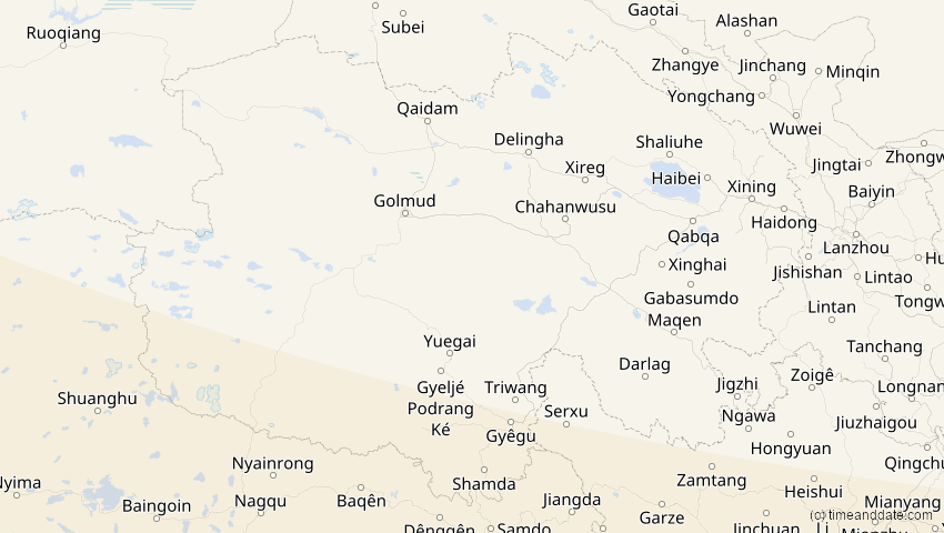 A map of Qinghai, China, showing the path of the 12. Sep 2053 Totale Sonnenfinsternis