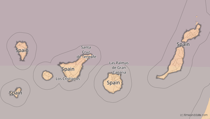 A map of Kanarische Inseln, Spanien, showing the path of the 12. Sep 2053 Totale Sonnenfinsternis