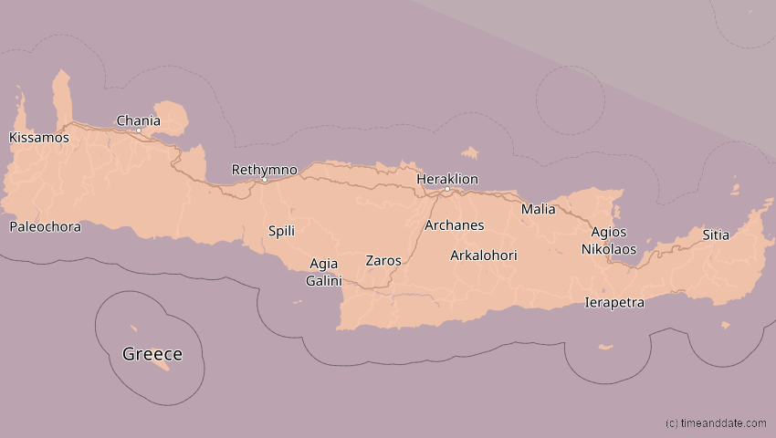 A map of Kreta, Griechenland, showing the path of the 12. Sep 2053 Totale Sonnenfinsternis