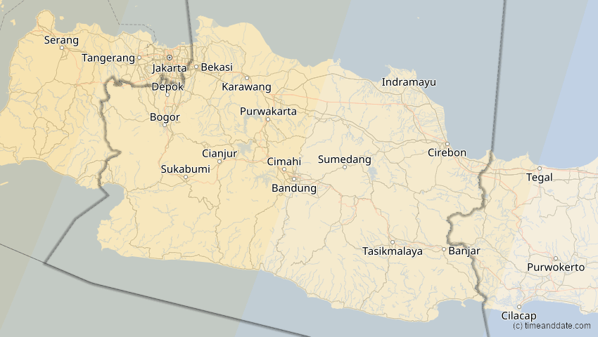 A map of Jawa Barat, Indonesien, showing the path of the 12. Sep 2053 Totale Sonnenfinsternis