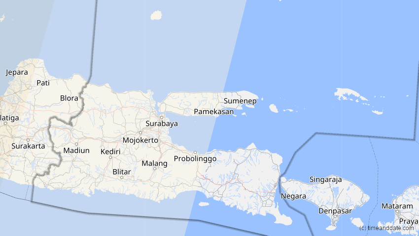 A map of Jawa Timur, Indonesien, showing the path of the 12. Sep 2053 Totale Sonnenfinsternis