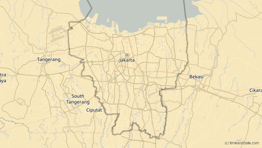A map of Jakarta Hauptstadtdistrikt, Indonesien, showing the path of the 12. Sep 2053 Totale Sonnenfinsternis