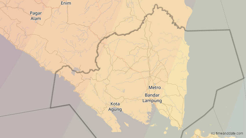 A map of Lampung, Indonesien, showing the path of the 12. Sep 2053 Totale Sonnenfinsternis