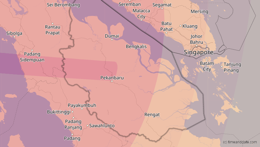A map of Riau, Indonesien, showing the path of the 12. Sep 2053 Totale Sonnenfinsternis