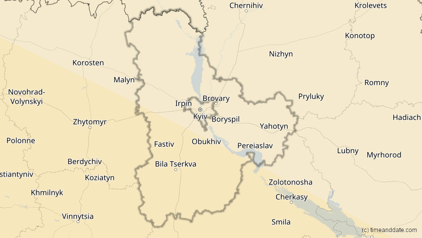 A map of Kiew, Ukraine, showing the path of the 12. Sep 2053 Totale Sonnenfinsternis