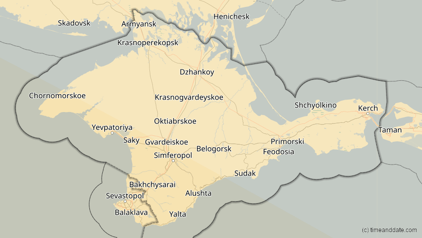 A map of Auton. Republik Krim, Ukraine, showing the path of the 12. Sep 2053 Totale Sonnenfinsternis