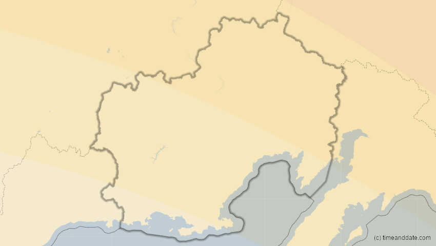 A map of Magadan, Russland, showing the path of the 2. Sep 2054 Partielle Sonnenfinsternis
