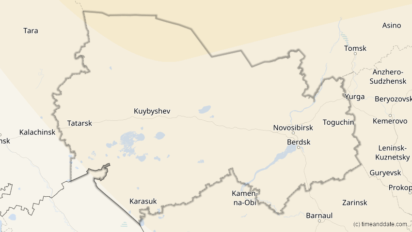 A map of Nowosibirsk, Russland, showing the path of the 2. Sep 2054 Partielle Sonnenfinsternis