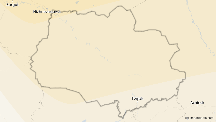 A map of Tomsk, Russland, showing the path of the 2. Sep 2054 Partielle Sonnenfinsternis