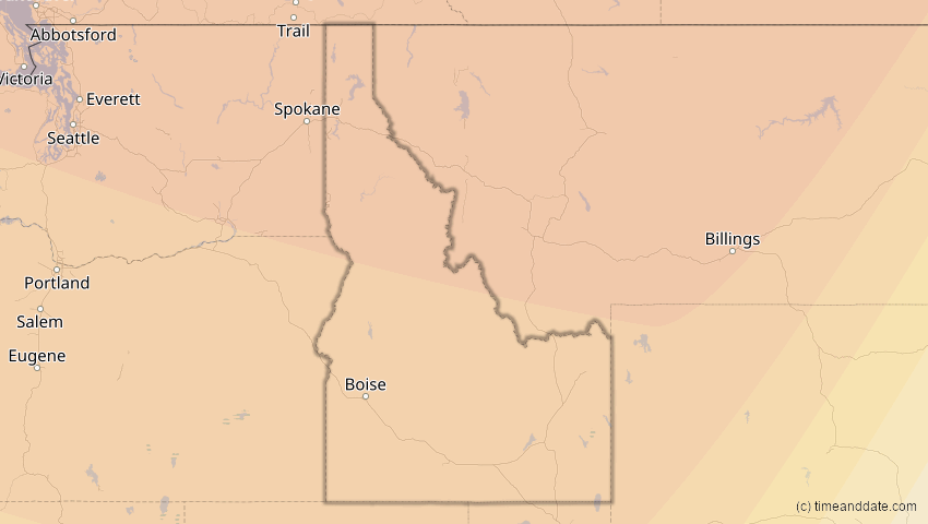 A map of Idaho, USA, showing the path of the 1. Sep 2054 Partielle Sonnenfinsternis