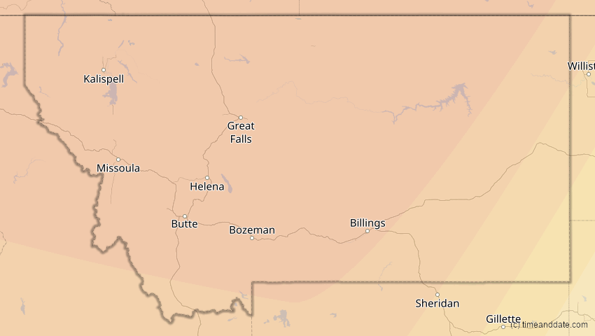 A map of Montana, USA, showing the path of the 1. Sep 2054 Partielle Sonnenfinsternis