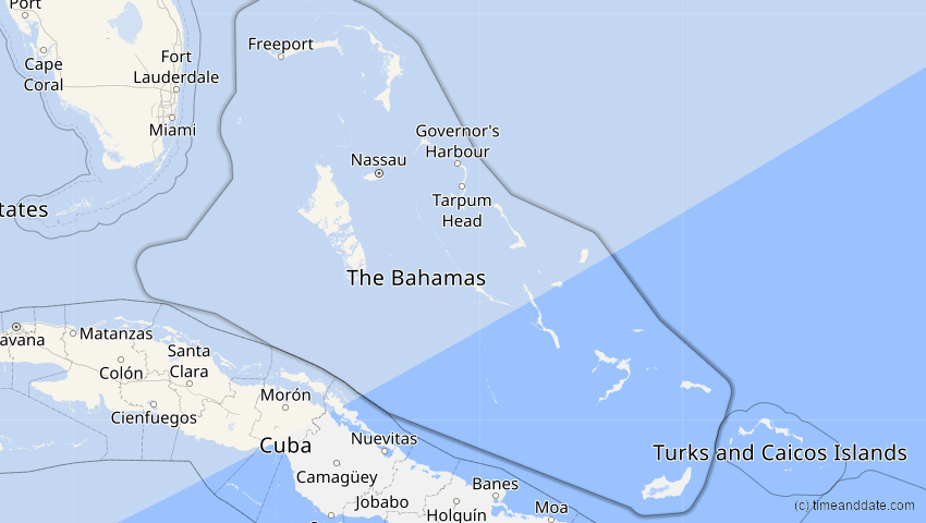 A map of Bahamas, showing the path of the 27. Jan 2055 Partielle Sonnenfinsternis