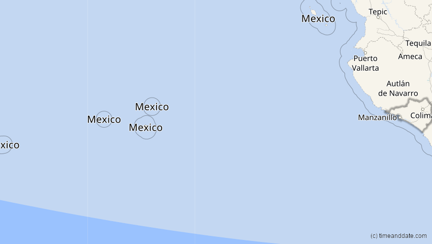 A map of Colima, Mexiko, showing the path of the 27. Jan 2055 Partielle Sonnenfinsternis