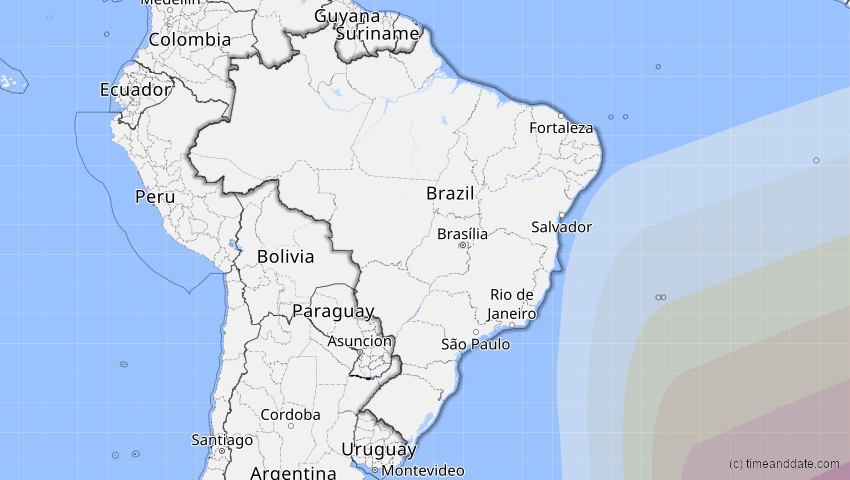 A map of Brasilien, showing the path of the 24. Jul 2055 Totale Sonnenfinsternis