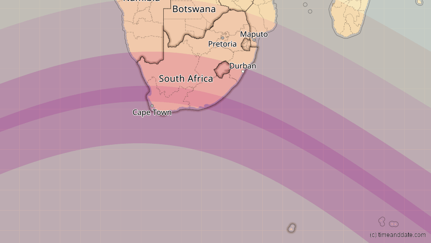 A map of Südafrika, showing the path of the 24. Jul 2055 Totale Sonnenfinsternis