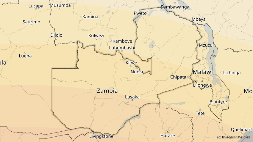 A map of Sambia, showing the path of the 24. Jul 2055 Totale Sonnenfinsternis