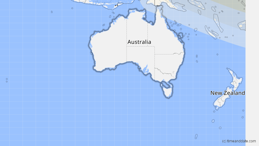 A map of Australien, showing the path of the 17. Jan 2056 Ringförmige Sonnenfinsternis