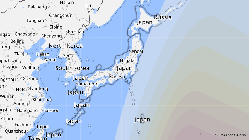 A map of Japan, showing the path of the 17. Jan 2056 Ringförmige Sonnenfinsternis
