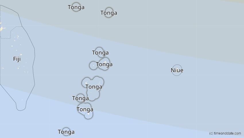 A map of Tonga, showing the path of the 17. Jan 2056 Ringförmige Sonnenfinsternis