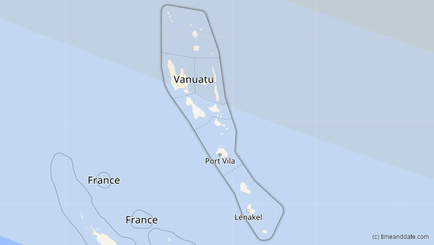 A map of Vanuatu, showing the path of the 17. Jan 2056 Ringförmige Sonnenfinsternis