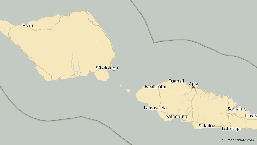 A map of Samoa, showing the path of the 17. Jan 2056 Ringförmige Sonnenfinsternis