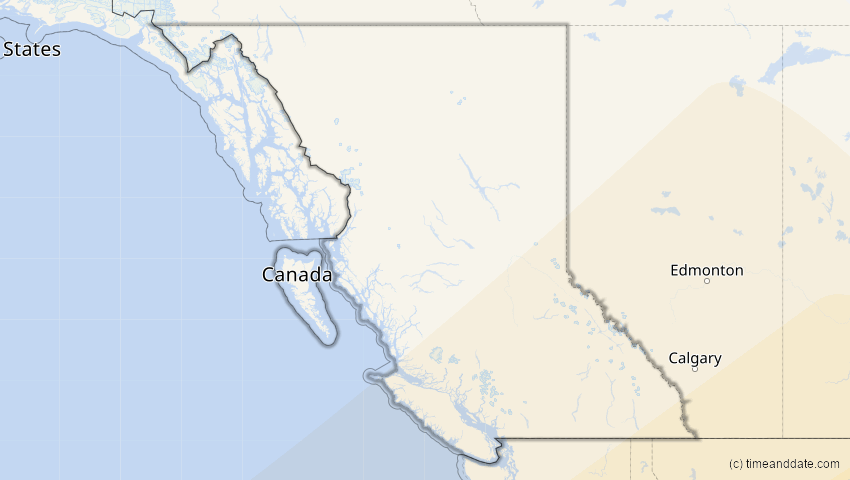 A map of British Columbia, Kanada, showing the path of the 16. Jan 2056 Ringförmige Sonnenfinsternis