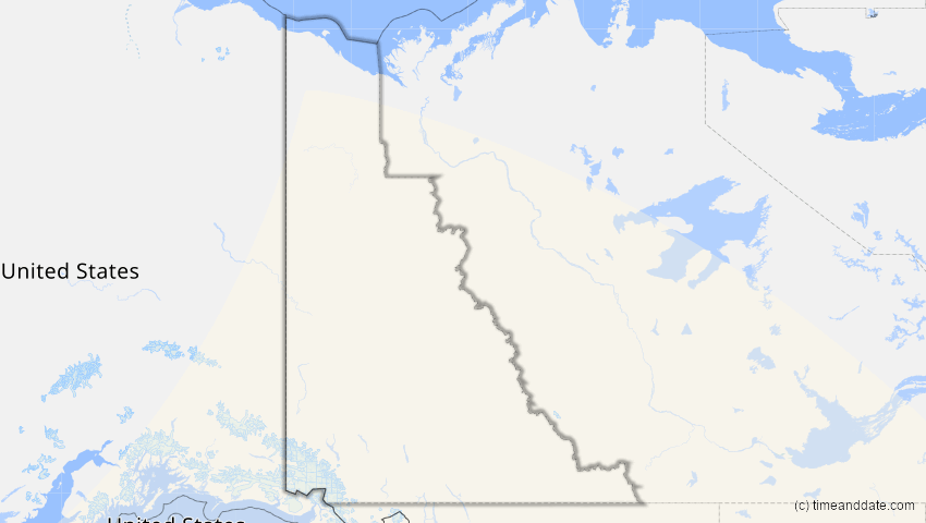 A map of Yukon, Kanada, showing the path of the 16. Jan 2056 Ringförmige Sonnenfinsternis