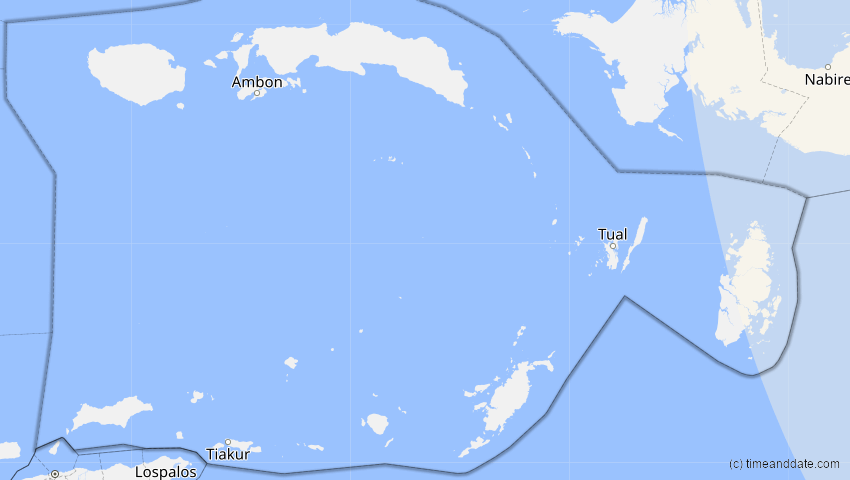 A map of Maluku, Indonesien, showing the path of the 17. Jan 2056 Ringförmige Sonnenfinsternis