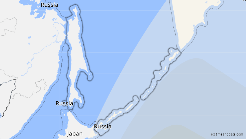 A map of Sachalin, Russland, showing the path of the 17. Jan 2056 Ringförmige Sonnenfinsternis