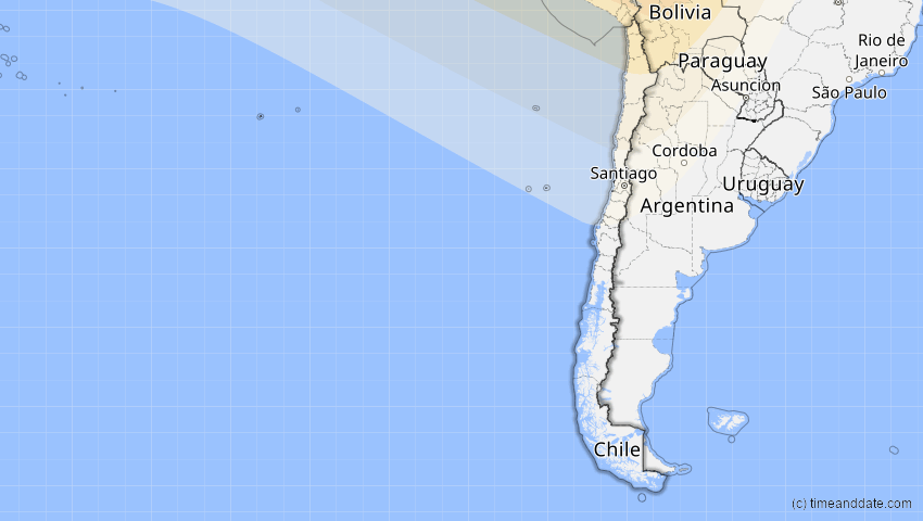 A map of Chile, showing the path of the 12. Jul 2056 Ringförmige Sonnenfinsternis