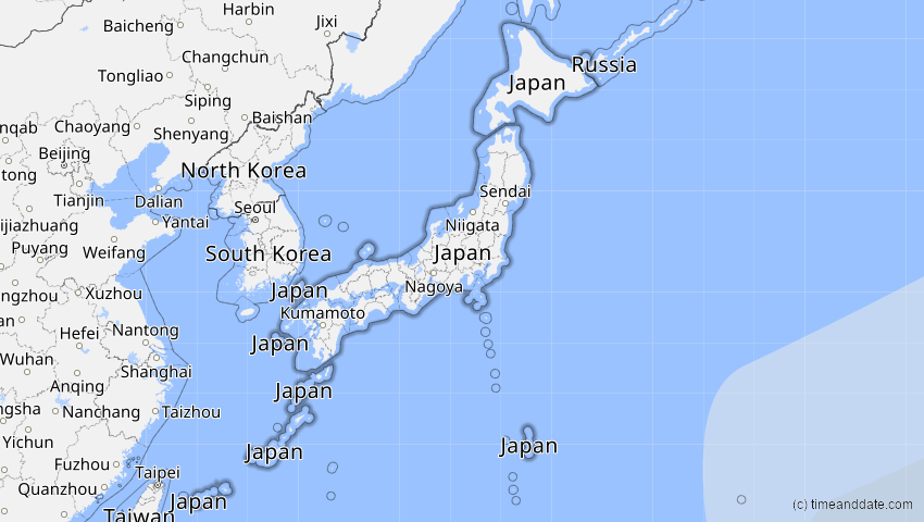 A map of Japan, showing the path of the 13. Jul 2056 Ringförmige Sonnenfinsternis