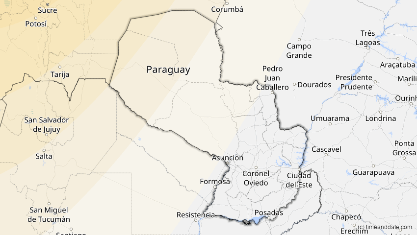 A map of Paraguay, showing the path of the 12. Jul 2056 Ringförmige Sonnenfinsternis