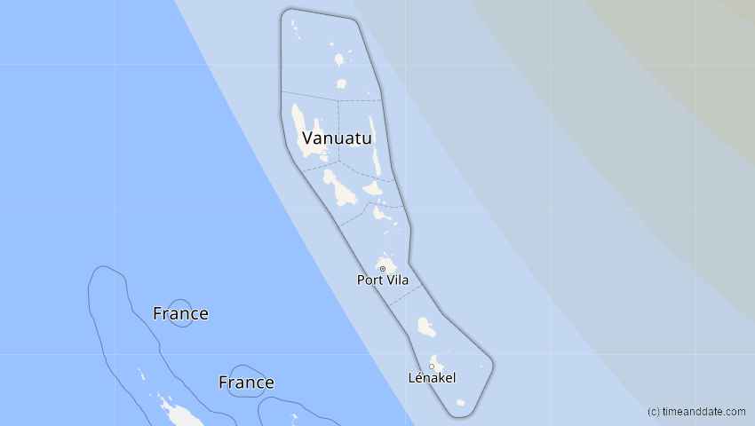 A map of Vanuatu, showing the path of the 13. Jul 2056 Ringförmige Sonnenfinsternis