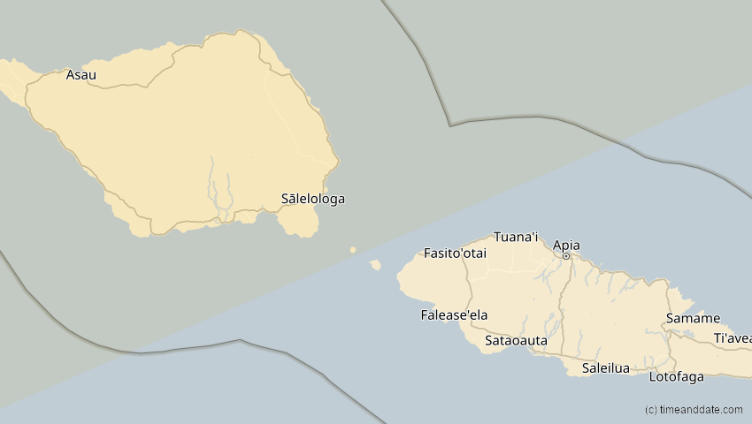 A map of Samoa, showing the path of the 13. Jul 2056 Ringförmige Sonnenfinsternis