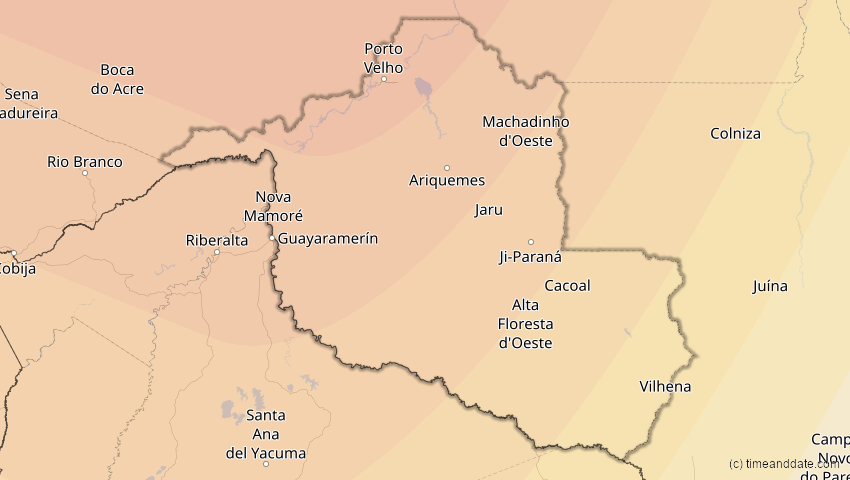 A map of Rondônia, Brasilien, showing the path of the 12. Jul 2056 Ringförmige Sonnenfinsternis