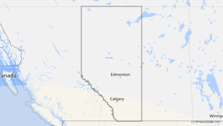 A map of Alberta, Kanada, showing the path of the 12. Jul 2056 Ringförmige Sonnenfinsternis