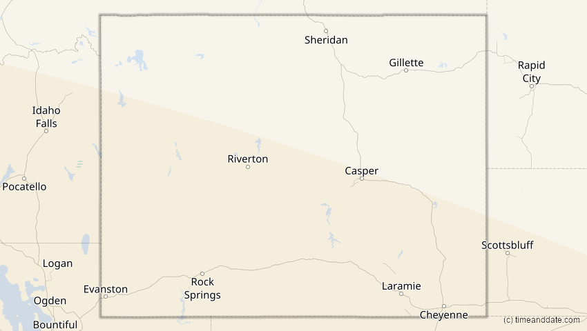 A map of Wyoming, USA, showing the path of the 12. Jul 2056 Ringförmige Sonnenfinsternis