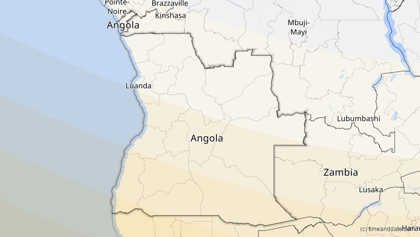 A map of Angola, showing the path of the 5. Jan 2057 Totale Sonnenfinsternis